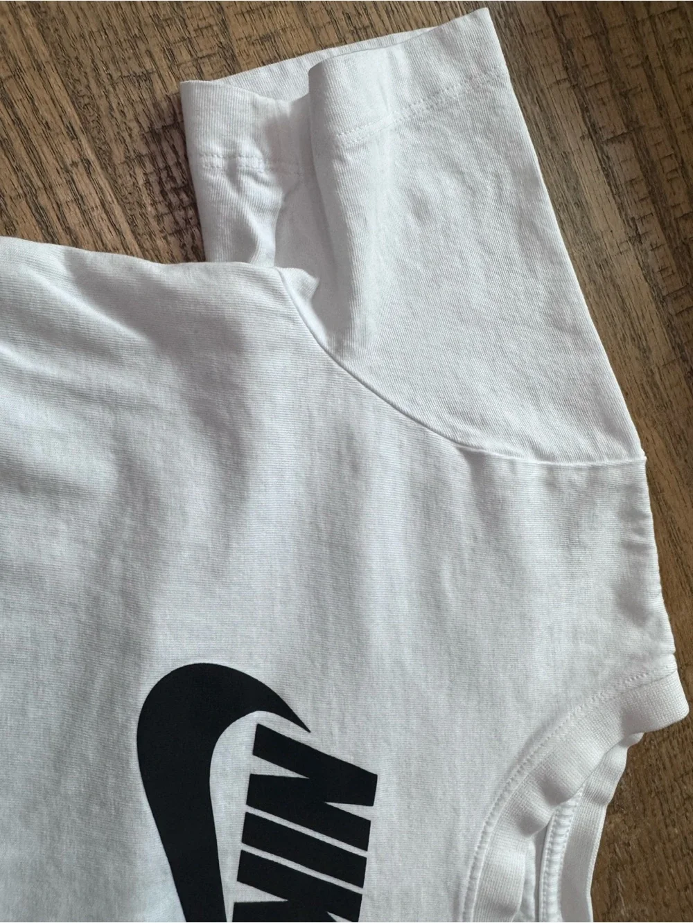Nike White Short-Sleeve Tee with Black Swoosh Logo